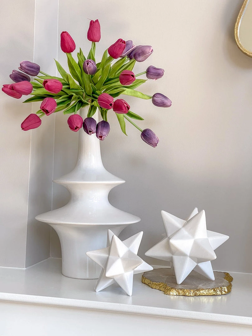 Inspire Me! Home Decor White 12 Point Star Sculptures (2 Sizes)