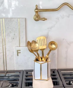 Inspire Me! Home Decor Matte Gold Slotted Serving Spoon