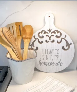 Inspire Me! Home Decor Round Wood Cutting Board W/ Cutouts ( 3 Designs)