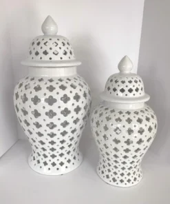 Inspire Me! Home Decor White Ceramic Pierced Ginger Jar (2 Sizes)