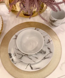 Inspire Me! Home Decor KITCHEN Metallic Marbled 16 Piece Dinner Set