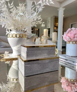 Inspire Me! Home Decor Faux Leather Box Set With Gold Edge Detail (Set Of 2)