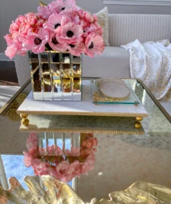 Inspire Me! Home Decor White Marble Tray W/ Gold Textured Edge (2 Size)