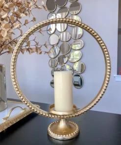 Inspire Me! Home Decor Large Gold Ring Beaded Candleholder