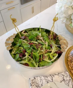 Inspire Me! Home Decor Silver Bowl With Gold Floral Handle