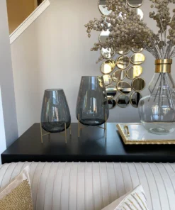 Inspire Me! Home Decor Smoke Grey Glass Planter On Gold Stand (2 Sizes)