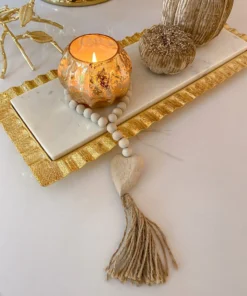 Inspire Me! Home Decor Wooden Beaded Tassel With Heart Pendant