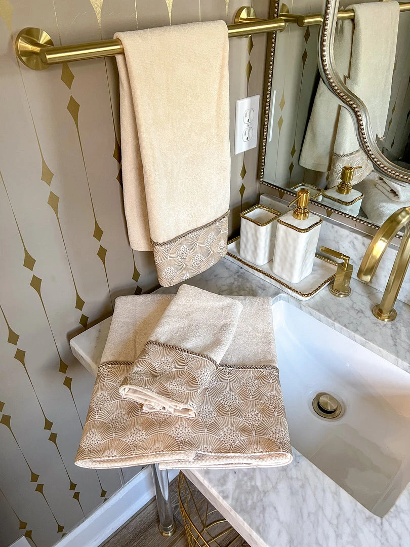 Inspire Me! Home Decor White & Gold Beaded Vanity Collection (3 Items) Each Sold Individually