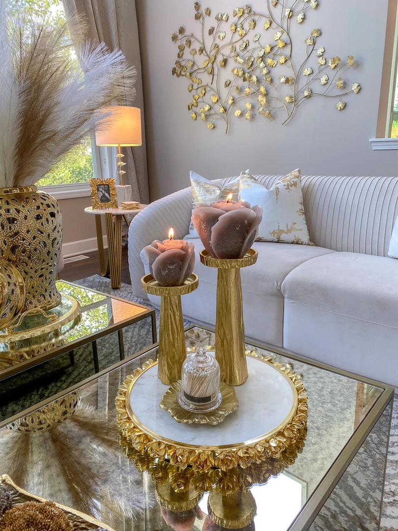 Inspire Me! Home Decor Beige Opaque Rose Candle (3 Sizes)