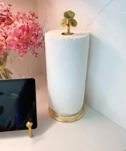 Inspire Me! Home Decor Marble Paper Towel Holder With Gold Flower Detail