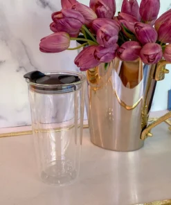 Inspire Me! Home Decor Double Wall Clear Glass Travel Mug