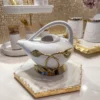 Inspire Me! Home Decor White And Gold Leaf Ornate Tea Pot