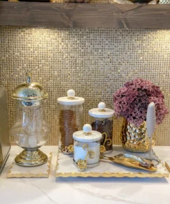 Inspire Me! Home Decor Gold Hammered Lid Apothecary Jar