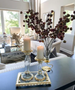 Inspire Me! Home Decor Glass Candle Holders With Gold Ruffle Detail (2 Sizes)