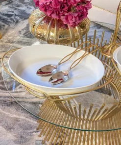 Inspire Me! Home Decor Oval Porcelain Serveware With Metal Base (2 Colors)