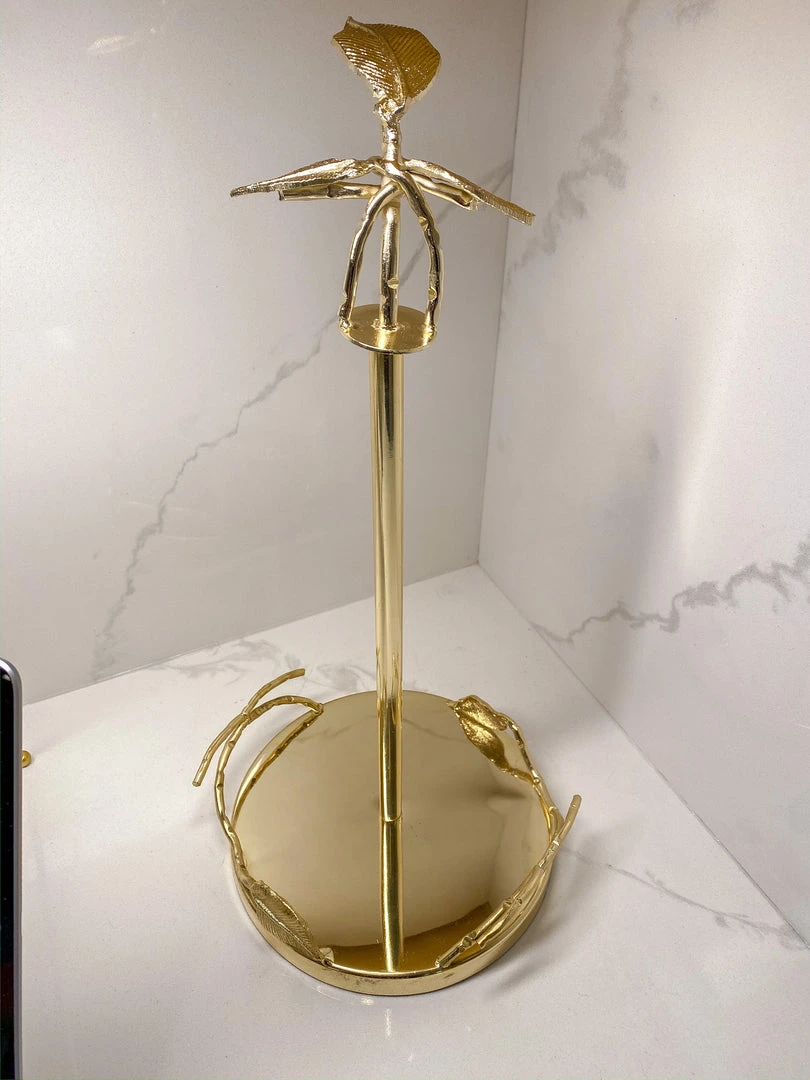 Inspire Me! Home Decor Gold Leaf Detailed Paper Towel Holder