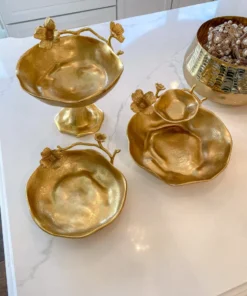 Inspire Me! Home Decor Gold Floral Bowl On Pedestal