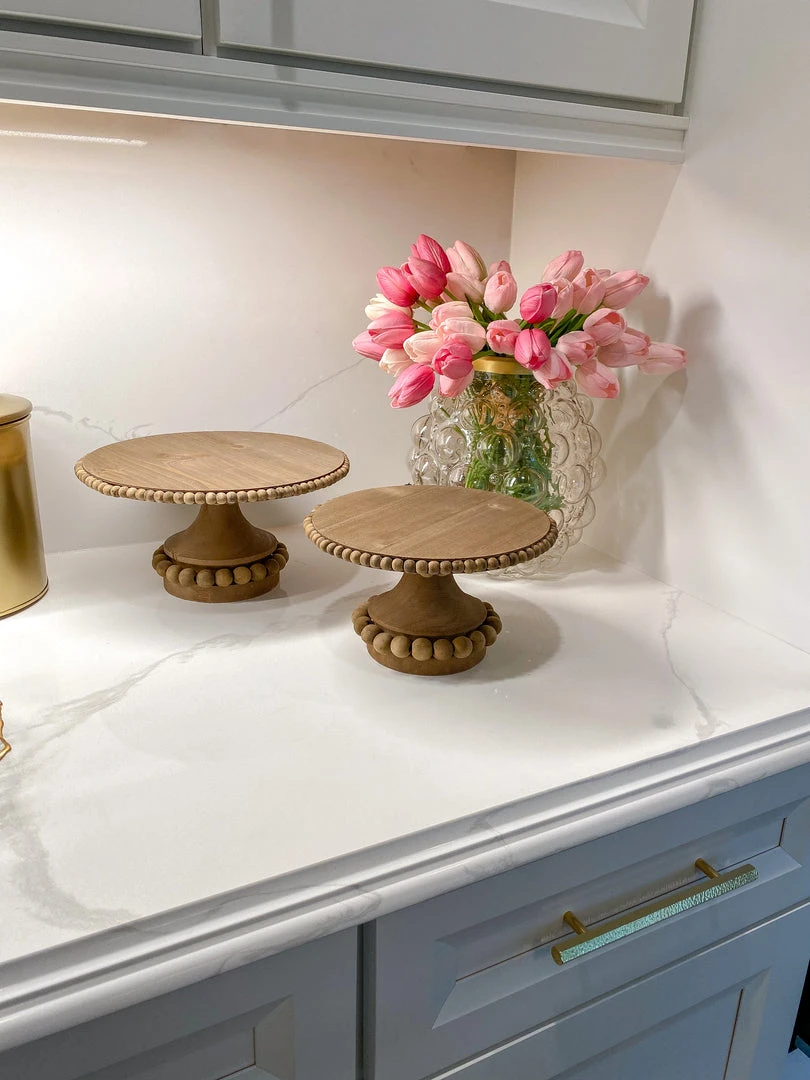 Inspire Me! Home Decor Round Beaded Wood Cake Stand (2 Sizes)