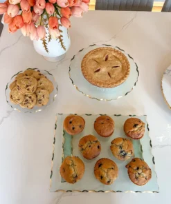 Inspire Me! Home Decor Stacked Glass Cake Stand With Textured Gold Rim (2 Sizes )