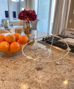 Inspire Me! Home Decor Gold Leaf Detailed Hammered Glass Bowl