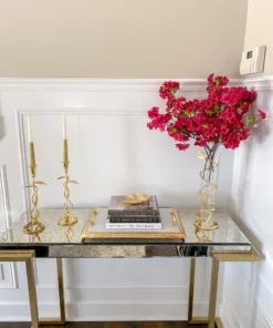 Inspire Me! Home Decor Glass And Metal Spiral Leaf Vase - Gold