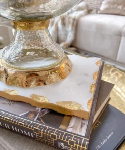 Inspire Me! Home Decor Small Marble Metallic Edged Tray