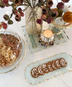 Inspire Me! Home Decor Glass Oval Tray With Hammered Gold Edge