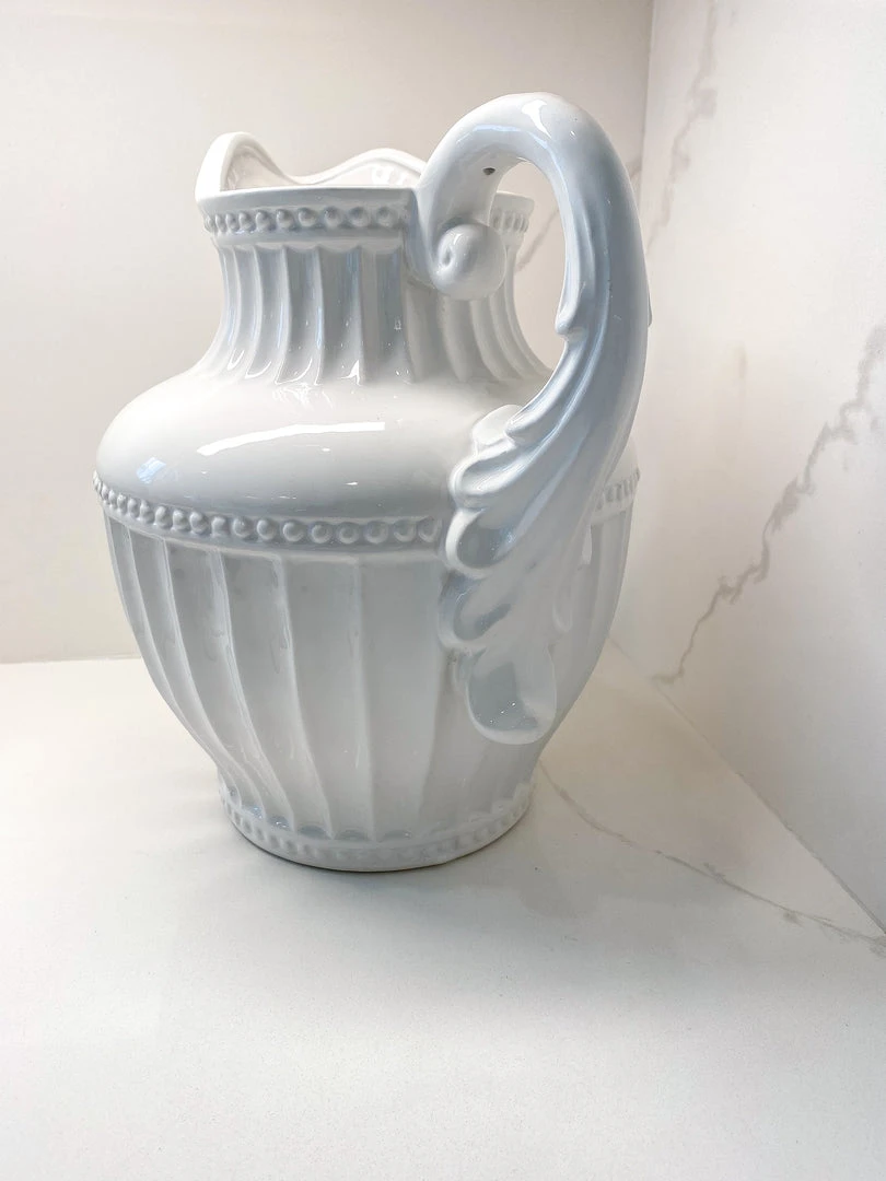 Inspire Me! Home Decor Oversized White Ceramic Pitcher