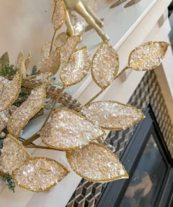 Inspire Me! Home Decor Crystal Glitter And Beaded Edge Leaf Spray