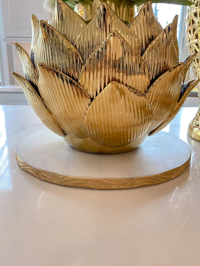 Inspire Me! Home Decor Gold Edged Round Marble Tray