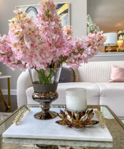 Inspire Me! Home Decor Amber Crystal Flower Candle Holder