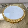 Inspire Me! Home Decor Round Marble Tray With Gold Floral Edge