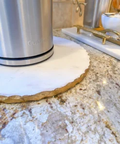 Inspire Me! Home Decor Round Marble Tray With Gold Edge