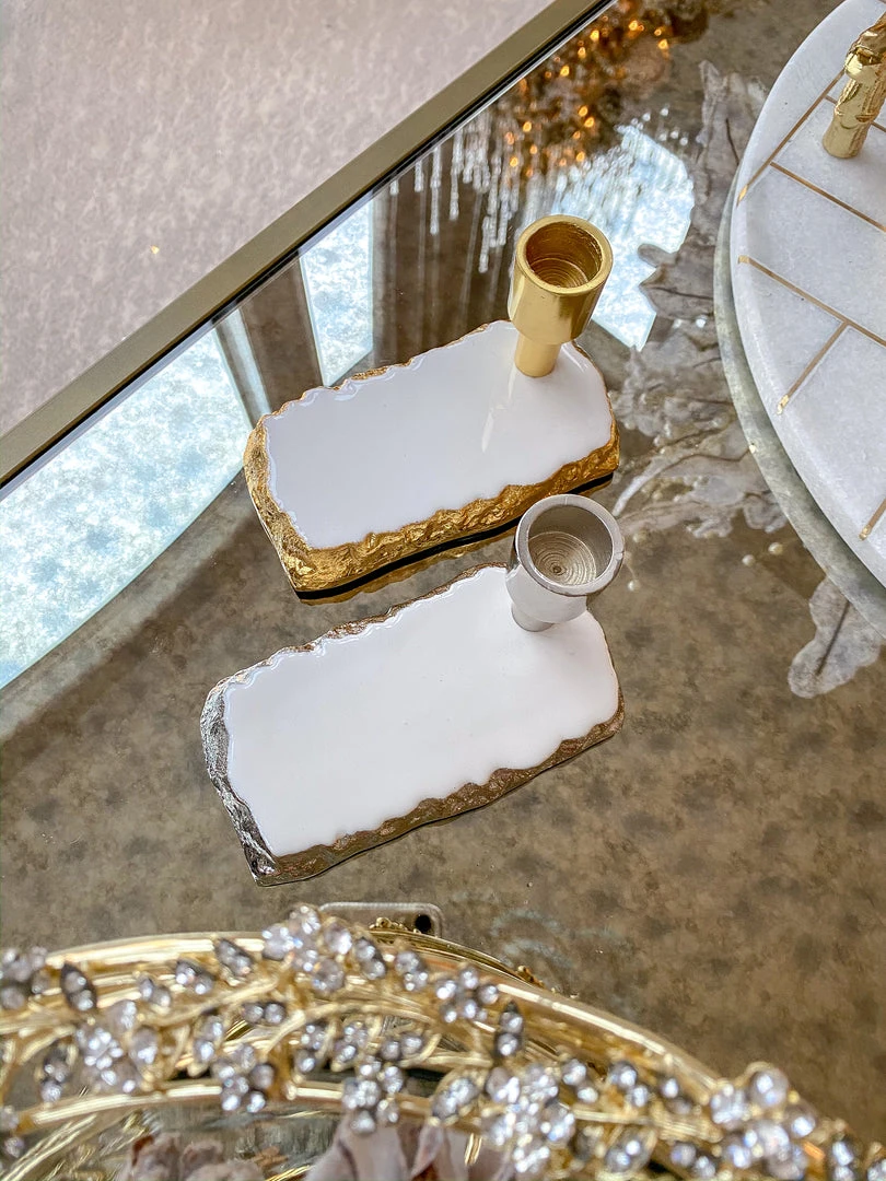 Inspire Me! Home Decor White Enameled Metal Candle Holder (2 Colors)