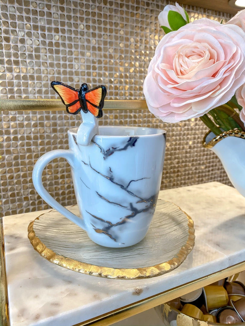 Inspire Me! Home Decor White Stir Spoon W/ Monarch Butterfly Topper KITCHEN