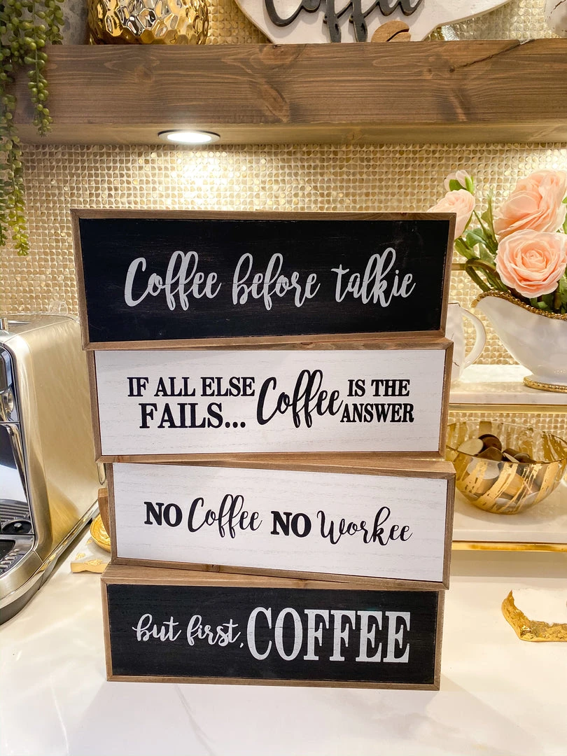 Inspire Me! Home Decor Black And White Wooden Coffee Signs WALL ART & MIRRORS