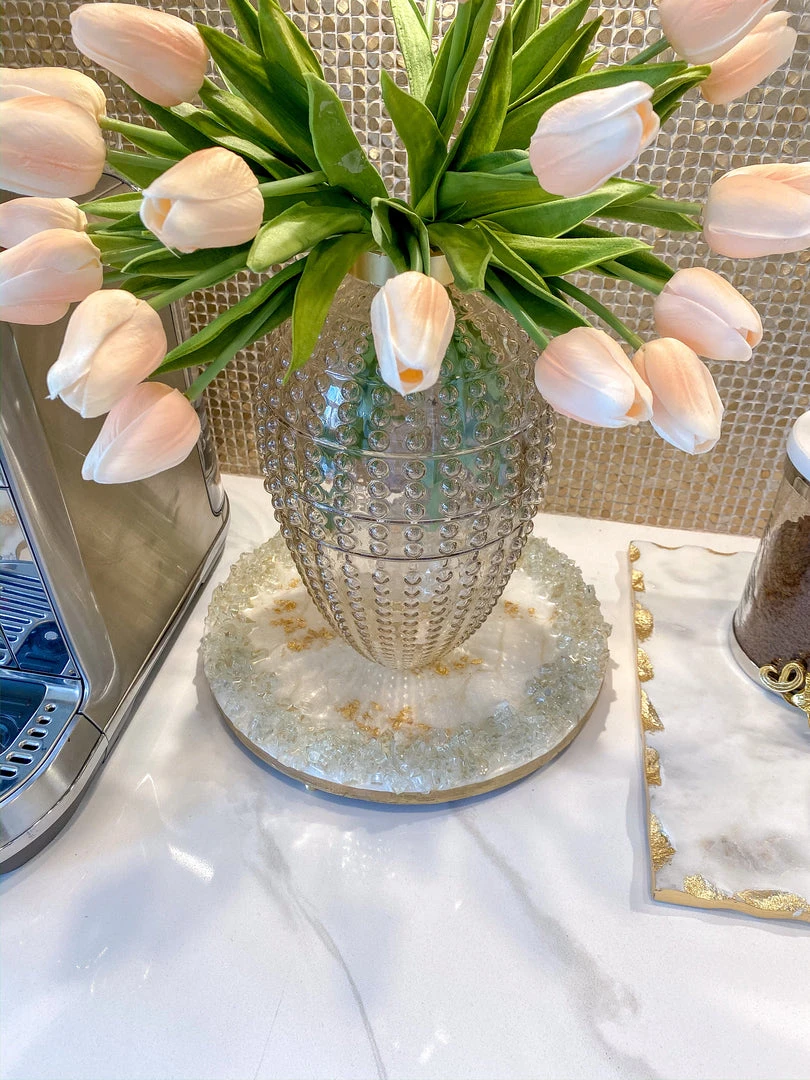 Inspire Me! Home Decor Round White Resin Tray/Trivet