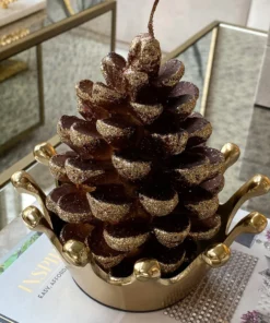 Inspire Me! Home Decor Large Glitter Pinecone Candle