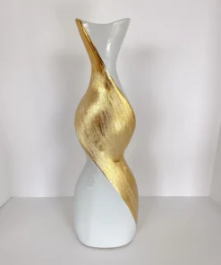 Inspire Me! Home Decor Gold And White Twisted Vase (2 Sizes)