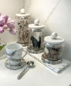 Inspire Me! Home Decor Marble & Silver Hammered Canisters