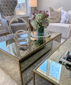 Inspire Me! Home Decor Large Round Glass Tray With Silver Handles And Ruffled Edge