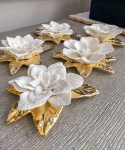 Inspire Me! Home Decor White And Gold Flower Decor