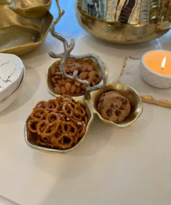 Inspire Me! Home Decor Gold Metal Snack Bowl With Silver Handle