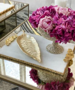 Inspire Me! Home Decor Long Slim Gold Metal Leaf Tray