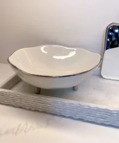 Inspire Me! Home Decor Silver And White Footed Bowl