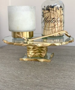 Inspire Me! Home Decor Stacked Glass Cake Stand With Textured Gold Rim (2 Sizes )