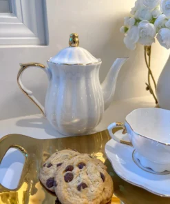 Inspire Me! Home Decor White & Gold Scallop Tea Pot