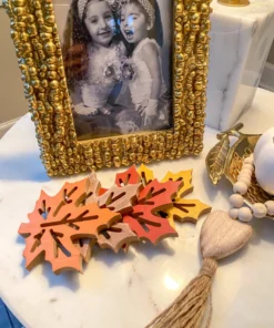 Inspire Me! Home Decor Multicolored Wood Leaf Coasters (Set Of 4)