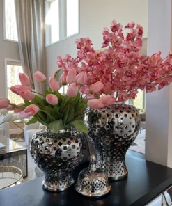 Inspire Me! Home Decor Silver Pierced Patterned Ginger Jar Pierced (2 Sizes)