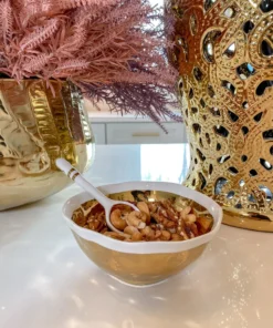 Inspire Me! Home Decor Gold And White Snack Bowl And Spoon Set